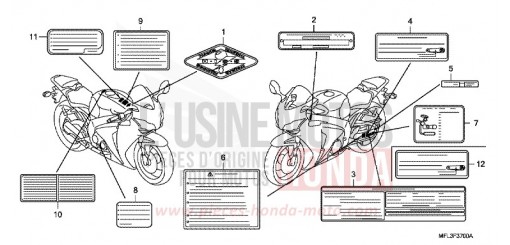 ETICHETTA DI AVVERTIMENTO (1) CBR1000RR9 di 2009